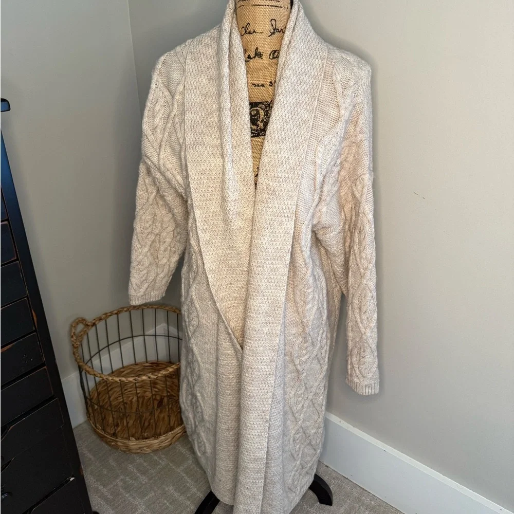 Anthropologie Beige Cable Knit Cardigan - Picture 3 of 8